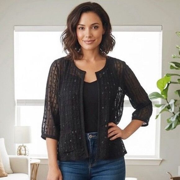 Jones New York Womens Cardigan Blouse Medium Witchy Whimsigoth Dark Academia - Picture 1 of 16